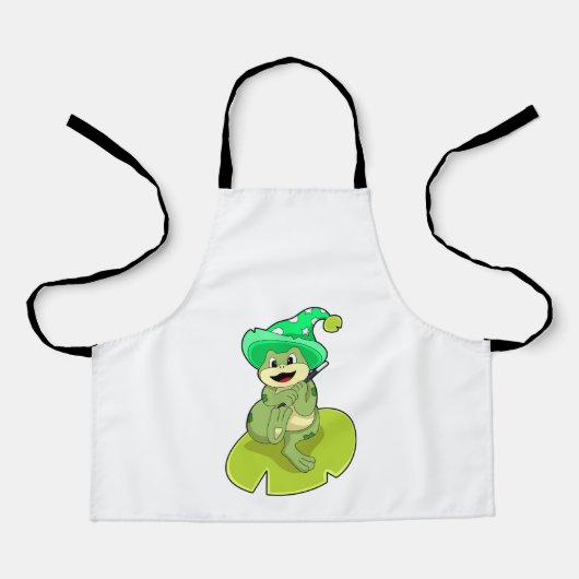 Frosch als Zauberer mit Zauberstab Schürze (Vorderseite)