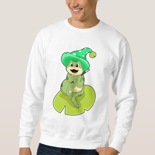 Frosch als Zauberer mit Zauberstab Sweatshirt (Vorderseite)