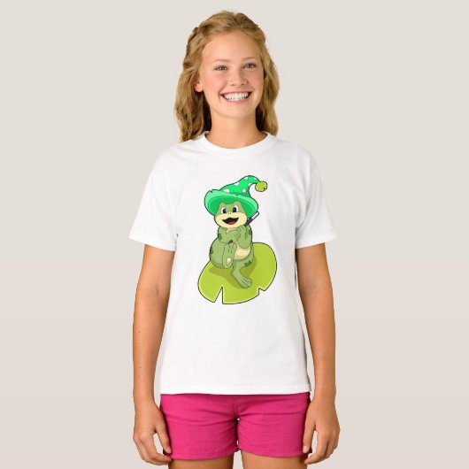 Frosch als Zauberer mit Zauberstab T-Shirt (Vorne ganz)