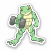Frosch an der Bodybuilding mit Dumbell Aufkleber (Vorderseite)
