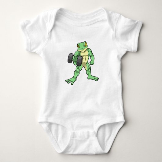 Frosch an der Bodybuilding mit Dumbell Baby Strampler (Vorderseite)