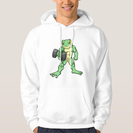 Frosch an der Bodybuilding mit Dumbell Hoodie (Vorderseite)