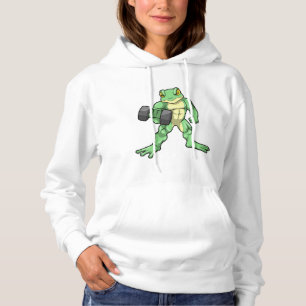 Frosch an der Bodybuilding mit Dumbell Hoodie