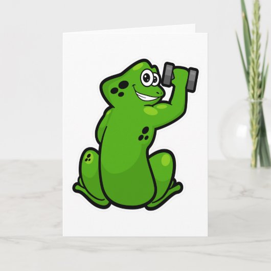 Frosch an der Bodybuilding mit Dumbell Karte (Vorderseite)
