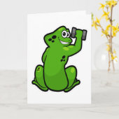 Frosch an der Bodybuilding mit Dumbell Karte (Gelbe Blume)