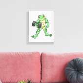 Frosch an der Bodybuilding mit Dumbell Leinwanddruck (Insitu (Wohnzimmer))