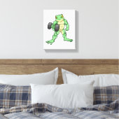 Frosch an der Bodybuilding mit Dumbell Leinwanddruck (Insitu (Schlafzimmer))