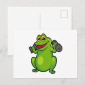 Frosch an der Schulter Training mit Kurzhanteln Postkarte (Vorne/Hinten)