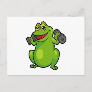 Frosch an der Schulter Training mit Kurzhanteln Postkarte