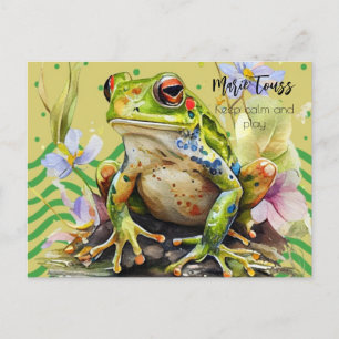Frosch Aquarell Fun Text & Name Flat Holiday Card Postkarte
