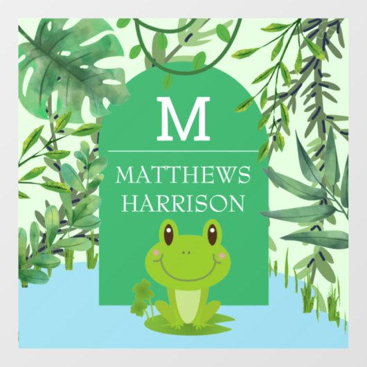 Frosch Art Monogram Brief Baby Buy Bedroom Kinderz Fensteraufkleber (Blatt)
