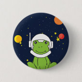 Frosch-Astronautentier mit Weltraumhelm-Clipart Button (Vorderseite)