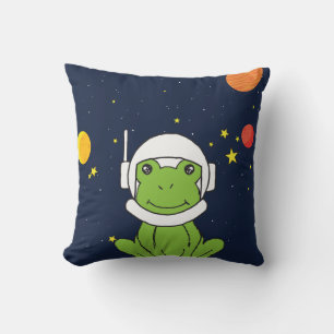 Frosch-Astronautentier mit Weltraumhelm-Clipart Kissen
