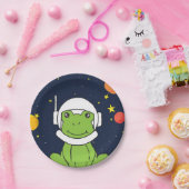 Frosch-Astronautentier mit Weltraumhelm-Clipart Pappteller (Party)