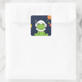 Frosch-Astronautentier mit Weltraumhelm-Clipart Quadratischer Aufkleber (Tasche)