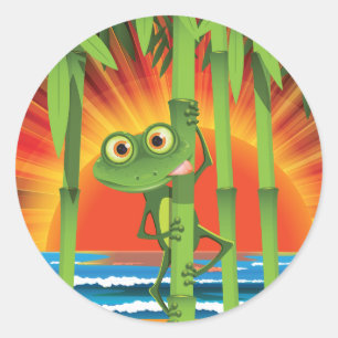 Frosch auf Bamboo-Stickern Runder Aufkleber
