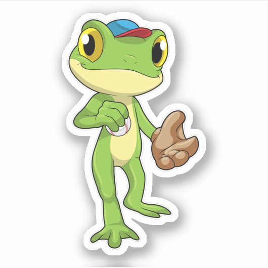 Frosch auf Baseball mit Baseballhandschuh Aufkleber (Vorderseite)