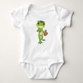 Frosch auf Baseball mit Baseballhandschuh Baby Strampler (Vorderseite)
