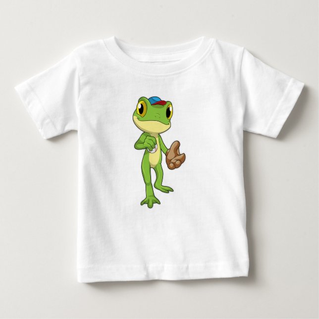 Frosch auf Baseball mit Baseballhandschuh Baby T-shirt (Vorderseite)