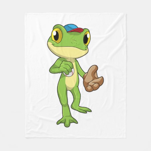 Frosch auf Baseball mit Baseballhandschuh Fleecedecke (Vorderseite)