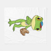 Frosch auf Baseball mit Baseballhandschuh Fleecedecke (Vorderseite (Horizontal))