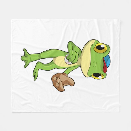 Frosch auf Baseball mit Baseballhandschuh Fleecedecke (Vorderseite (Horizontal))