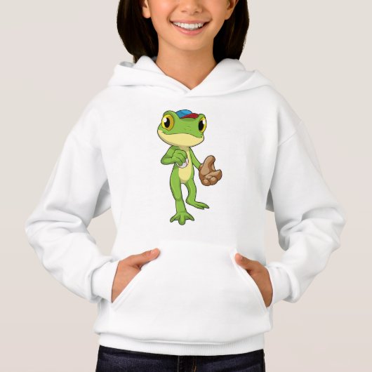 Frosch auf Baseball mit Baseballhandschuh Hoodie (Vorderseite)