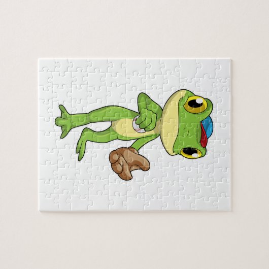 Frosch auf Baseball mit Baseballhandschuh Puzzle (Horizontal)