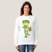 Frosch auf Baseball mit Baseballhandschuh Sweatshirt (Vorne ganz)