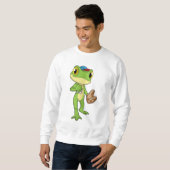 Frosch auf Baseball mit Baseballhandschuh Sweatshirt (Vorne ganz)