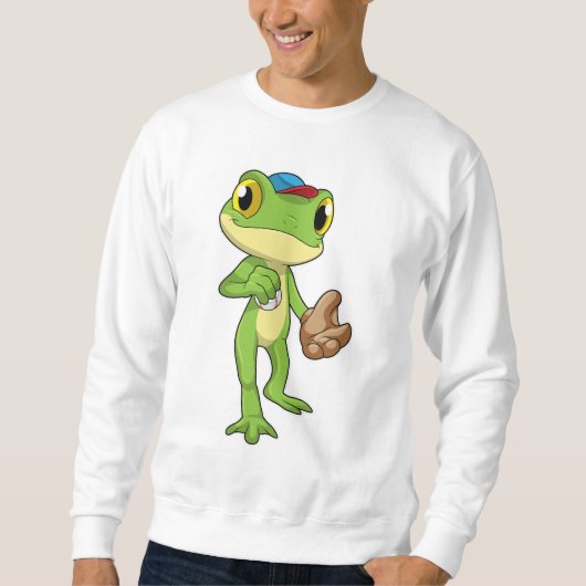 Frosch auf Baseball mit Baseballhandschuh Sweatshirt (Vorderseite)