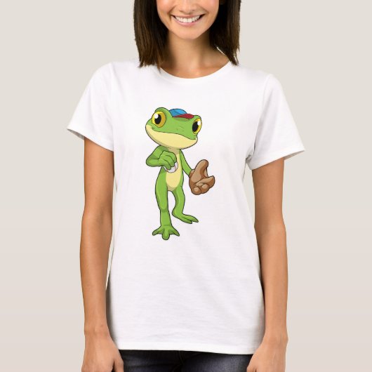 Frosch auf Baseball mit Baseballhandschuh T-Shirt (Vorderseite)