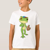 Frosch auf Baseball mit Baseballhandschuh T-Shirt (Vorderseite)