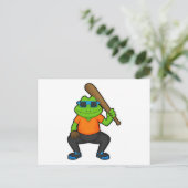 Frosch auf Baseball mit Baseballschläger und Sonne Postkarte (Stehend Vorderseite)
