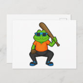 Frosch auf Baseball mit Baseballschläger und Sonne Postkarte (Vorne/Hinten)