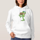 Frosch auf Baseball mit Handschuhen Hoodie (Vorderseite)
