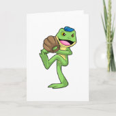 Frosch auf Baseball mit Handschuhen Karte (Vorderseite)