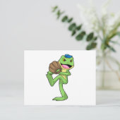 Frosch auf Baseball mit Handschuhen Postkarte (Stehend Vorderseite)
