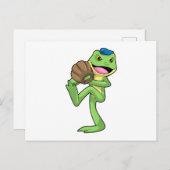 Frosch auf Baseball mit Handschuhen Postkarte (Vorne/Hinten)