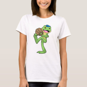 Frosch auf Baseball mit Handschuhen T-Shirt