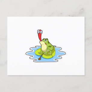 Frosch auf Blatt mit Insekt Postkarte