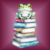 Frosch auf Büchern T-Shirt