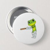 Frosch auf Cricket mit Cricket-Fledermaus Button (Vorne & Hinten)