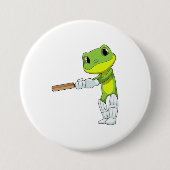 Frosch auf Cricket mit Cricket-Fledermaus Button (Vorderseite)