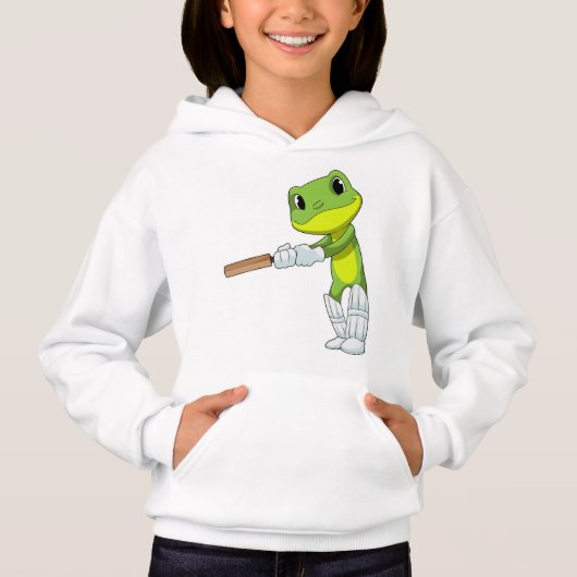 Frosch auf Cricket mit Cricket-Fledermaus Hoodie (Vorderseite)