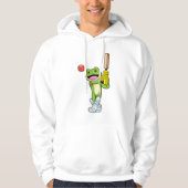 Frosch auf Cricket mit Cricket-Fledermaus Hoodie (Vorderseite)