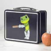 Frosch auf Cricket mit Cricket-Fledermaus Metall Brotdose (Beispiel)