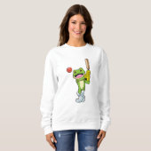 Frosch auf Cricket mit Cricket-Fledermaus Sweatshirt (Vorne ganz)