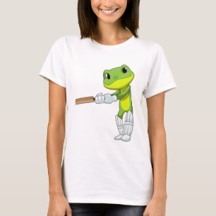 Frosch auf Cricket mit Cricket-Fledermaus T-Shirt