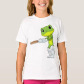 Frosch auf Cricket mit Cricket-Fledermaus T-Shirt (Vorderseite)